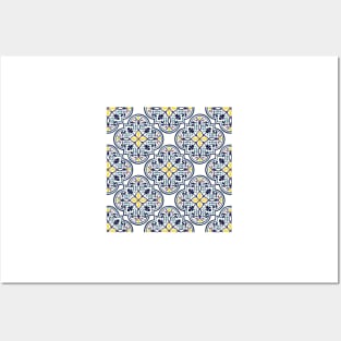 Blue Portuguese tile pattern Posters and Art